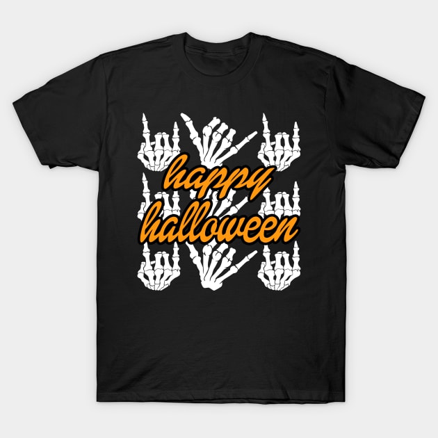 Skeleton Hands Happy Halloween T-Shirt by Raeus